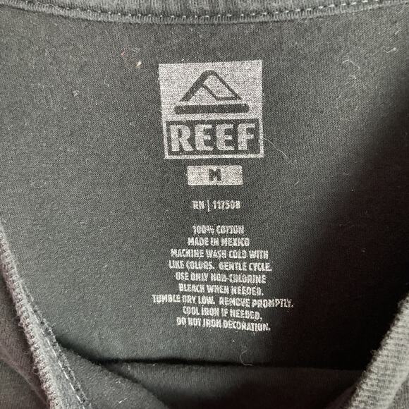 Reef Mens Basic Crew Neck Tee Shirt 100 Percent Cotton Black size Medium - Picture 6 of 9